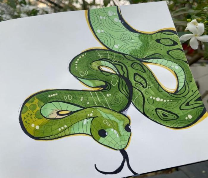 Hình vẽ con rắn đẹp, dễ thương cho bé
