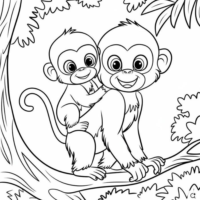 Tổng Hợp +146 Tranh Tô Màu Con Khỉ Cho Bé Đơn Giản, Dễ Thương Cute